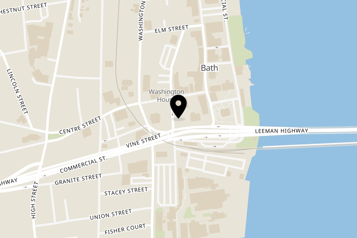 Map showing the location of Bay Bowls Bath on 45 Vine St in Bath
